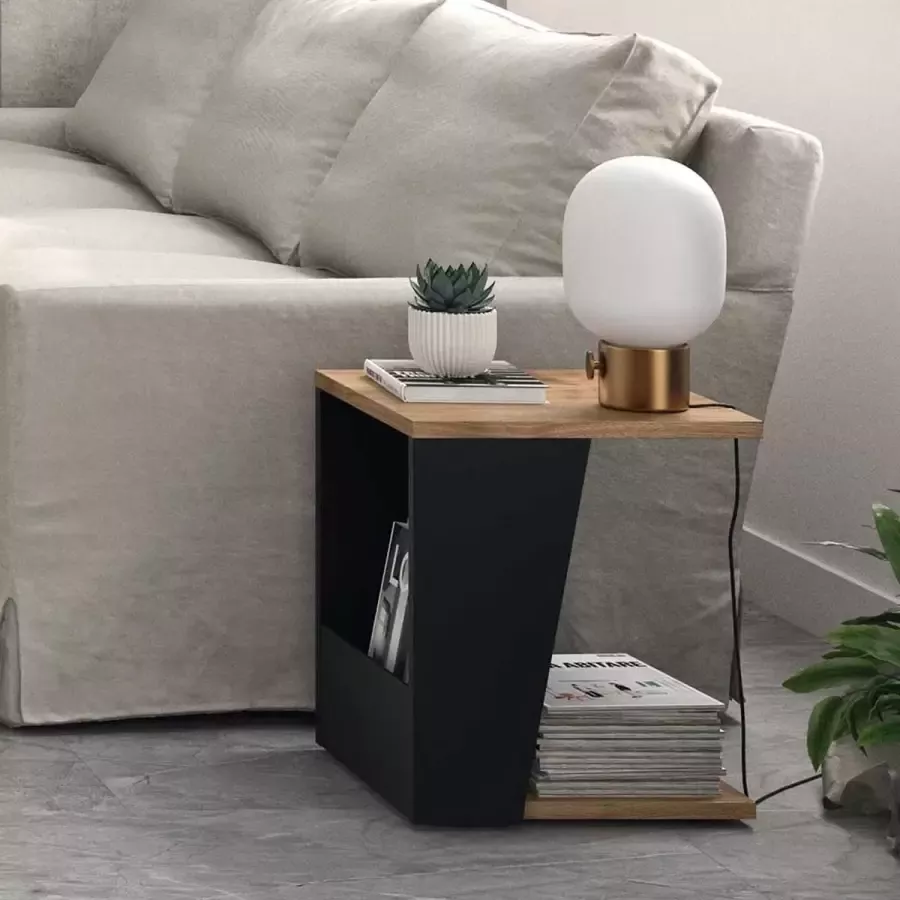 TemaHome EMOB Bijzettafeltje Albi 40x40cm walnoot zwart Hoektafels Bruin; Zwart Fineer; Metaal Hoektafels Op voorraad - Foto 3