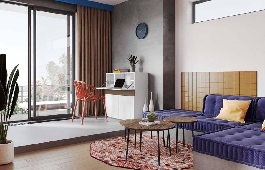 TemaHome Bureau opbergkast Fox 110cm wit walnoot