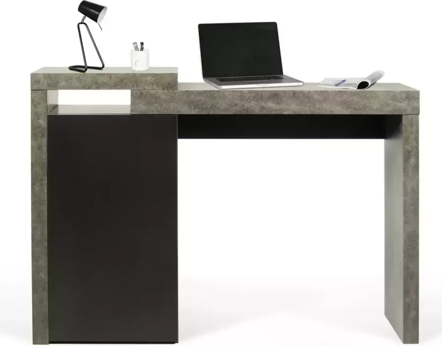 TemaHome EMOB Bureau Delta 119cm beton Kantoor outlet Zwart; Grijs; Betonlook MDF Kantoor outlet Op voorraad - Foto 4