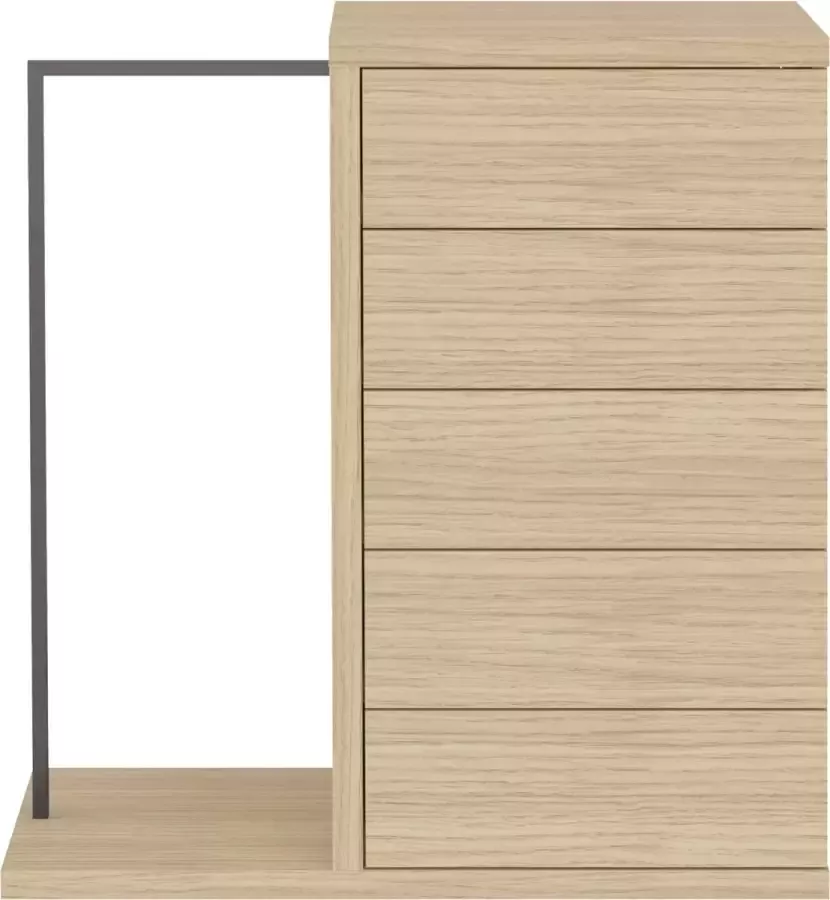 TemaHome Lage Kleerkast Hugo 5 Laden én Hanggedeelte Eikenlook Zwart L=113 cm x D=50 cm x H=113 cm