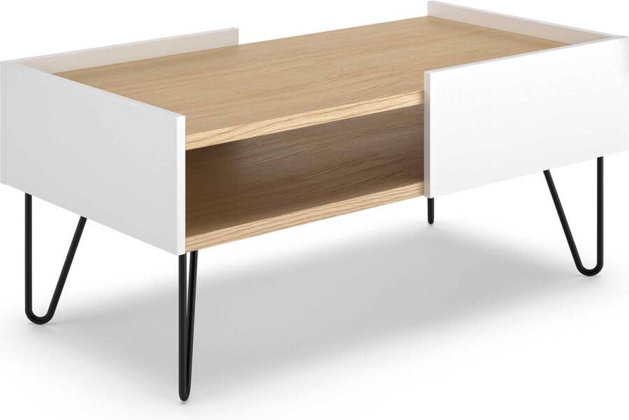 TemaHome EMOB Salontafel Nina 110cm eik wit Salontafels outlet Wit; Bruin Metaal; Spaanplaat Salontafels outlet Op voorraad