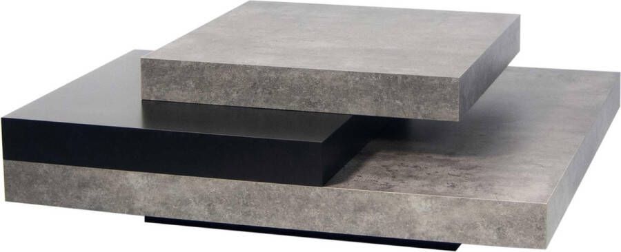 TemaHome Salontafel Slato 90x90 met 3 niveaus beton|zwart