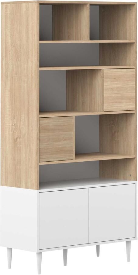 Symbiosis boekenkast Esby eikenkleur wit 180x89 5x40 cm Leen Bakker