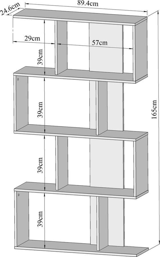 Symbiosis boekenkast Eidal wit zwart 165x89x25 cm Leen Bakker - Foto 6