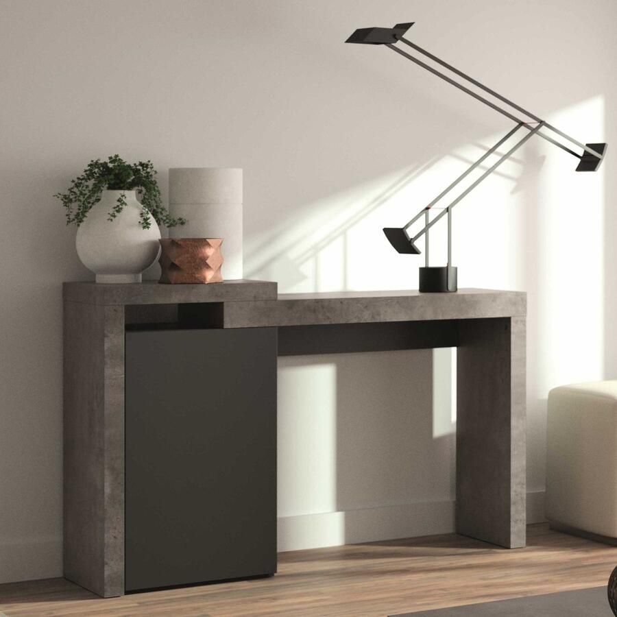 TemaHome EMOB Bureau Delta 119cm beton Kantoor outlet Zwart; Grijs; Betonlook MDF Kantoor outlet Op voorraad - Foto 2