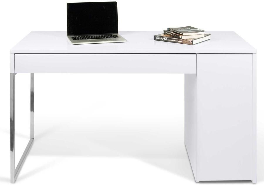 TemaHome EMOB Bureau Prado 130cm wit chroom Kantoor Wit Honingraatpaneel; Metaal Kantoor Op voorraad