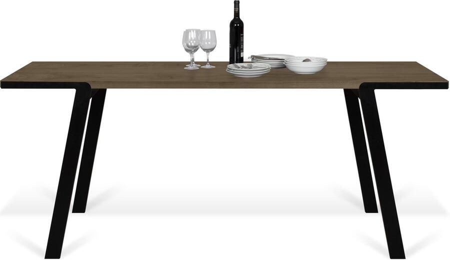 TemaHome Eettafel Walnoten tafelblad Zwart metalen onderstel - Foto 2