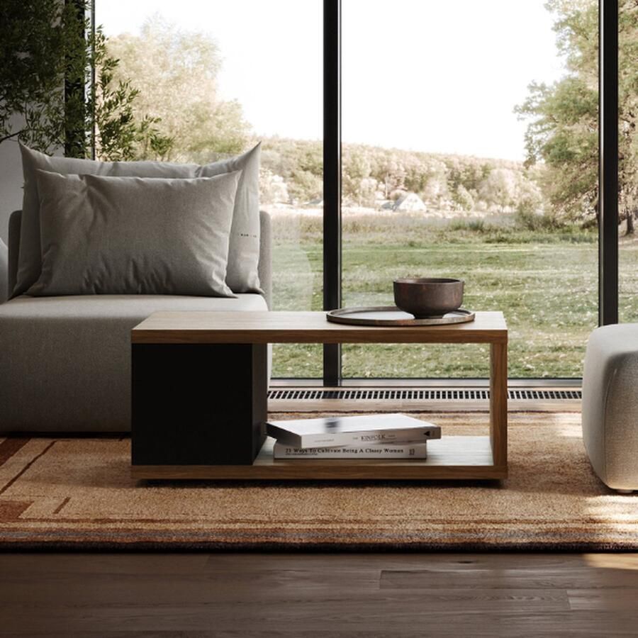 TemaHome EMOB Salontafel Bérinne-zwart notenhout Rechthoekige salontafels Bruin; Zwart Fineer; Melamine; MDF; Spaanplaat Rechthoekige salontafels Op voorraad - Foto 2