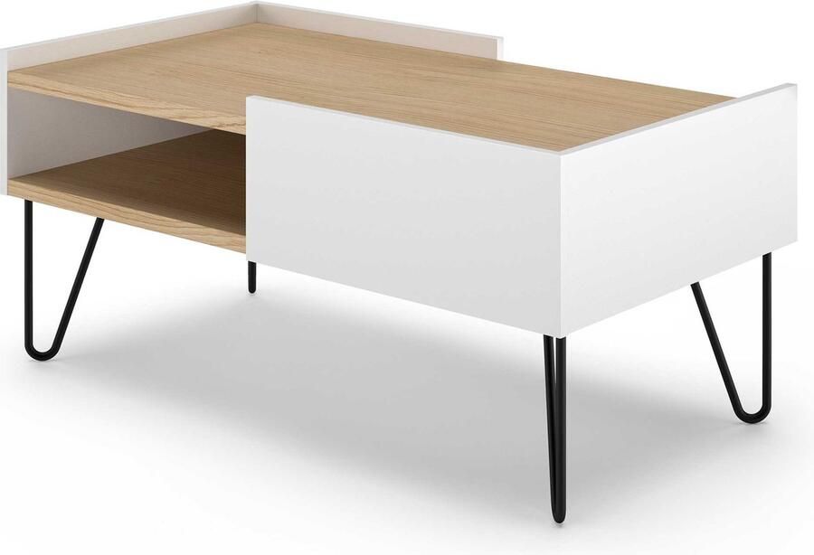 TemaHome EMOB Salontafel Nina 110cm eik wit Salontafels outlet Wit; Bruin Metaal; Spaanplaat Salontafels outlet Op voorraad - Foto 4