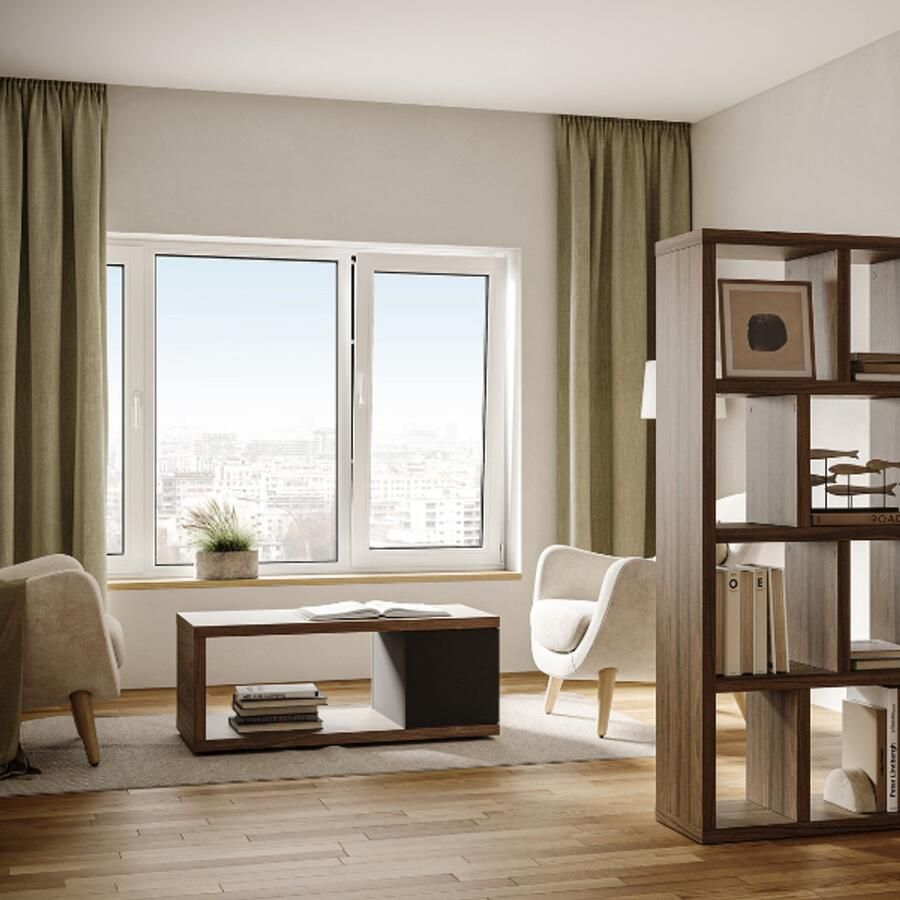 TemaHome EMOB Salontafel Bérinne-zwart notenhout Rechthoekige salontafels Bruin; Zwart Fineer; Melamine; MDF; Spaanplaat Rechthoekige salontafels Op voorraad