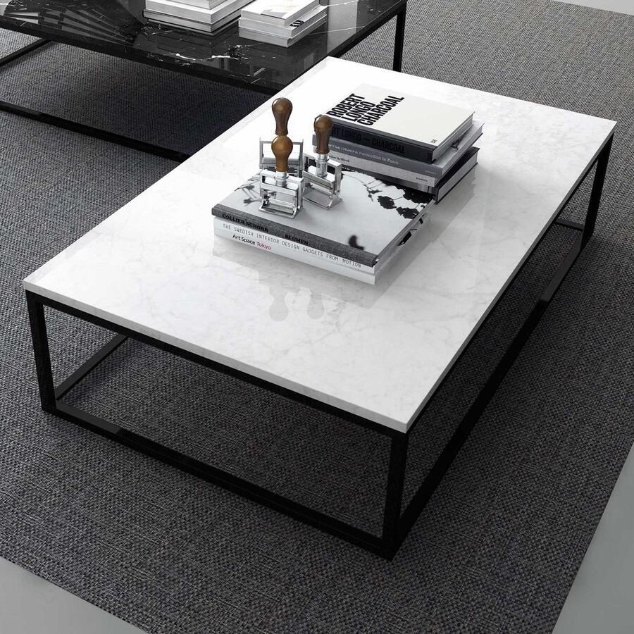TemaHome EMOB Salontafel Prairie wit marmer staal Marmeren salontafels Wit; Zwart Marmer; Staal Marmeren salontafels Op voorraad