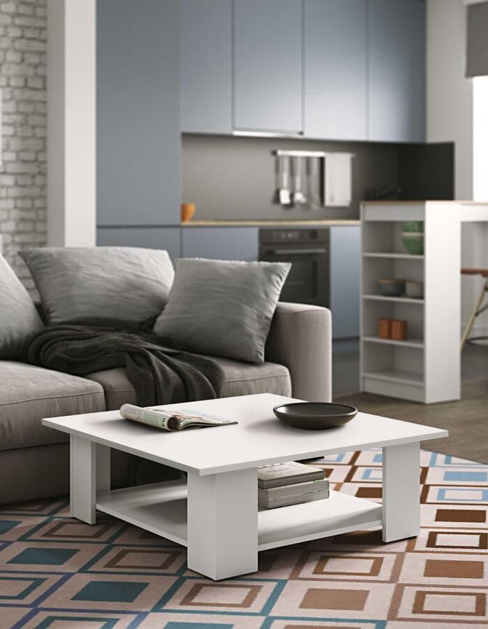 TemaHome EMOB Salontafel Square 67x67 wit Vierkante salontafels Wit Spaanplaat Vierkante salontafels Op voorraad