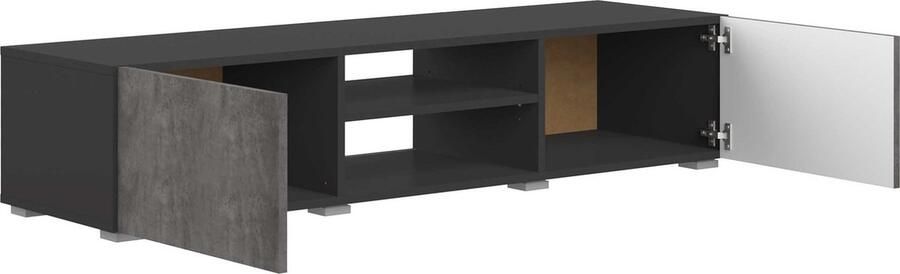 Symbiosis tv-meubel Borhaug 2 deuren zwart betonkleur 31x140x42 cm Leen Bakker - Foto 3