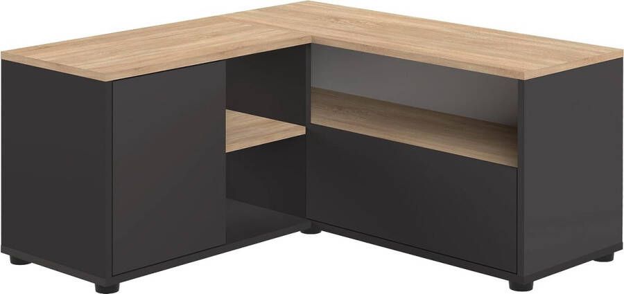 TemaHome TV-kast hoekkast 90 cm eiken en zwart 90 x 90 x 45 cm