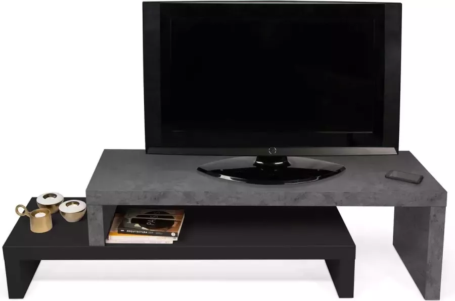 TemaHome TV Meubel Tv-meubel Cliff 125cm Zwart; Grijs; Betonlook