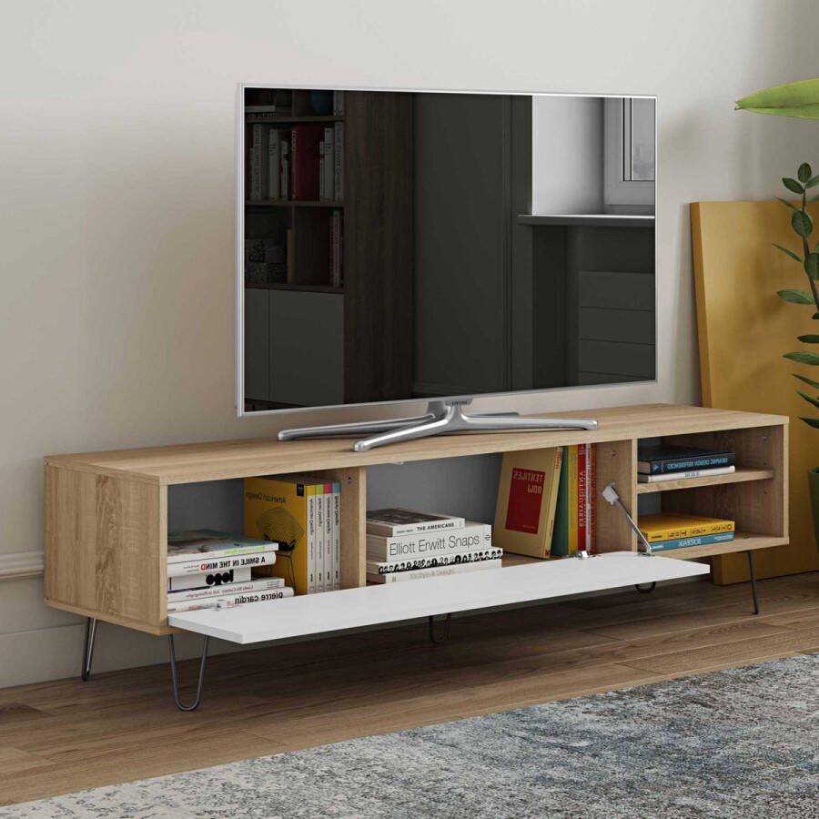Symbiosis TV-meubel Lardal eikenkleur wit 43 5x165x40 cm Leen Bakker