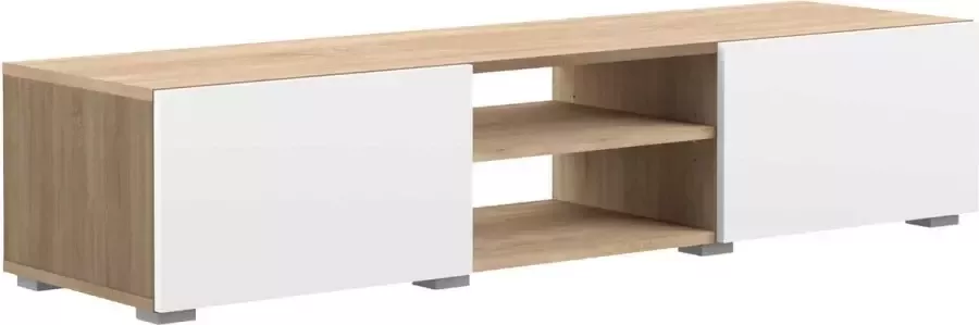 Symbiosis tv-meubel Borhaug 2 deuren eikenkleur wit 31x140x42 cm Leen Bakker - Foto 3