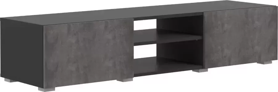 Symbiosis tv-meubel Borhaug 2 deuren zwart betonkleur 31x140x42 cm Leen Bakker - Foto 3