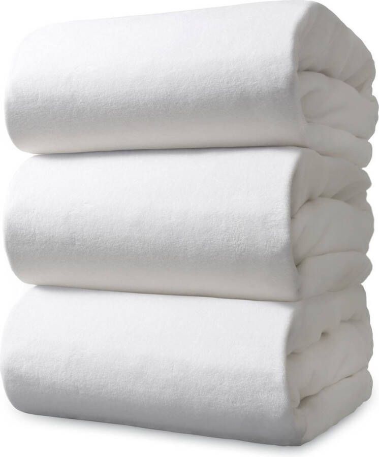Ten Cate Katoenen Velours Hoeslaken Tweepersoons Hoeslaken Wit 160x200 cm met hoekhoogte 25 cm Geschikt voor boxsprings en matras Perfecte Pasvorm Elastiek Rondom