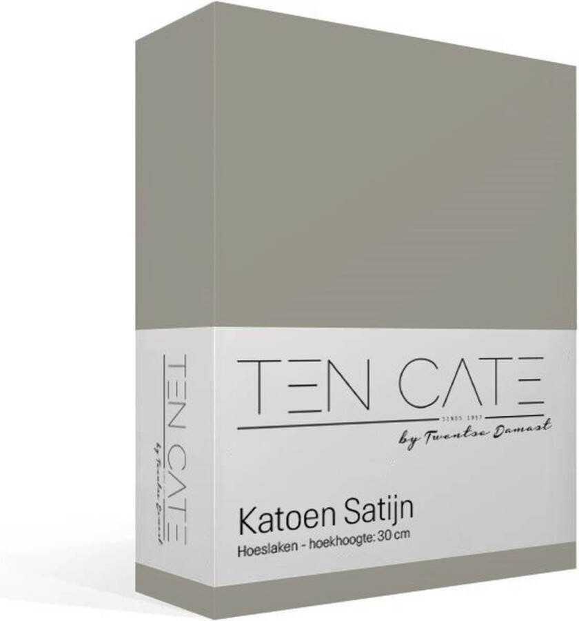Ten Cate Katoensatijnen Hoeslaken Tweepersoons Hoeslaken 160x200 cm met hoekhoogte 30 cm Geschikt voor boxspring en matras Elastiek Rondom Strijkvrij Grijs - Foto 2