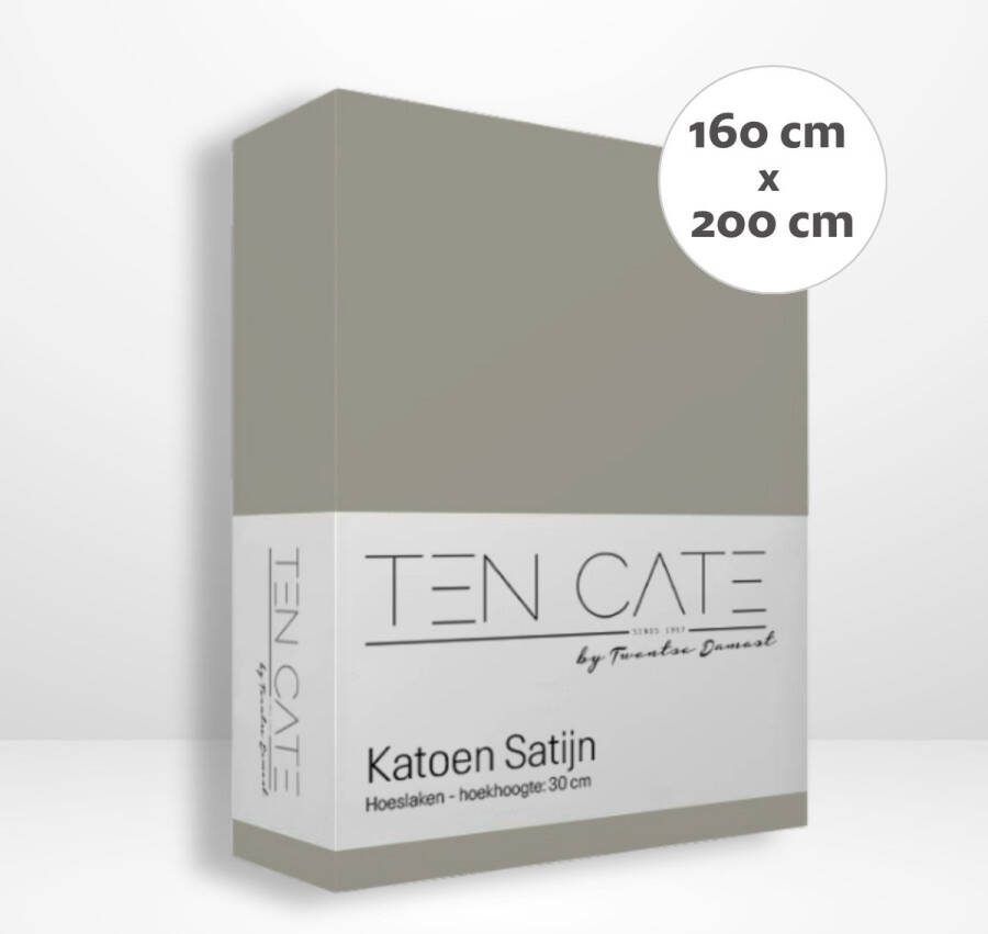 Ten Cate Katoensatijnen Hoeslaken Tweepersoons Hoeslaken 160x200 cm met hoekhoogte 30 cm Geschikt voor boxspring en matras Elastiek Rondom Strijkvrij Grijs - Foto 1