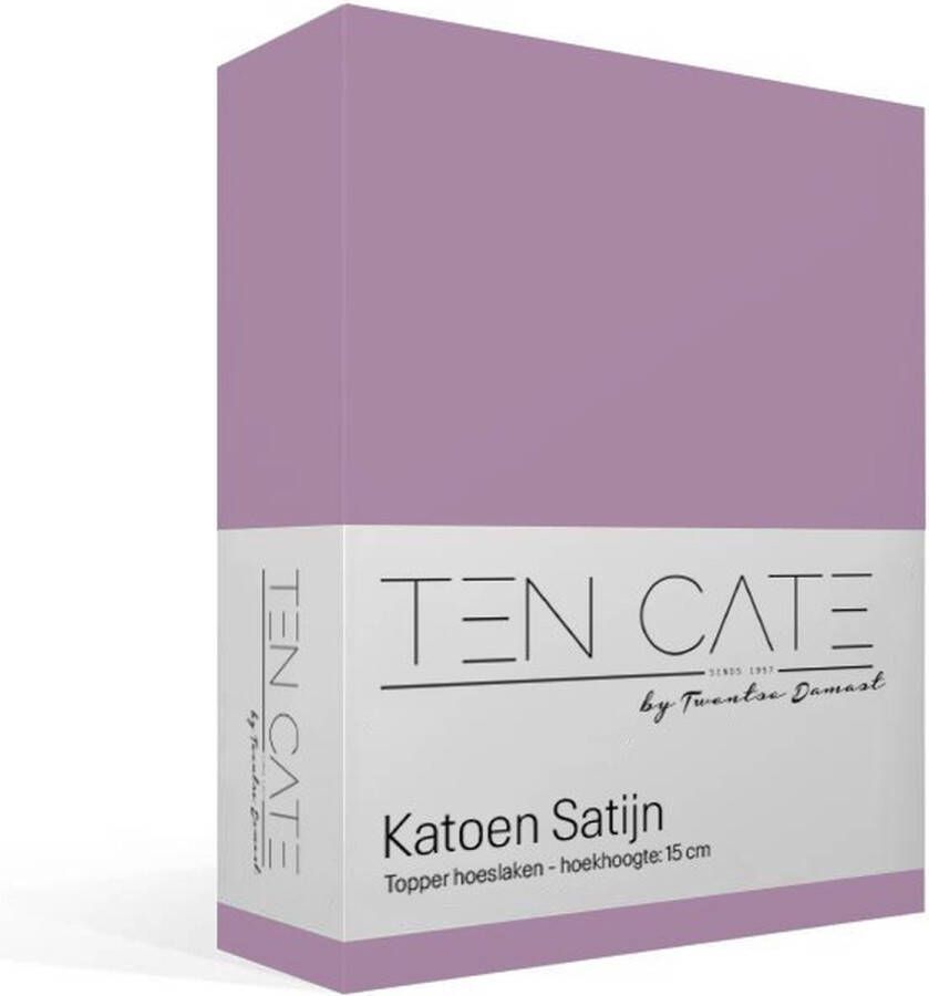 Ten Cate Katoensatijnen Topper Hoeslaken Tweepersoons Hoeslaken 90x200 cm met hoekhoogte 10 cm Geschikt voor topdekmatras Elastiek Rondom Strijkvrij Lavendel Paars