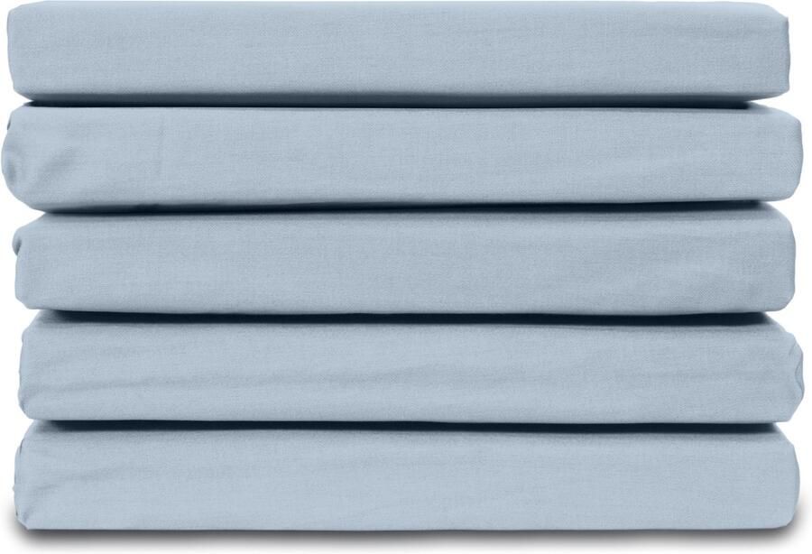 Ten Cate Katoensatijnen Hoeslaken Tweepersoons Hoeslaken 160x200 cm met hoekhoogte 30 cm Geschikt voor boxspring en matras Elastiek Rondom Strijkvrij Lichtblauw - Foto 3