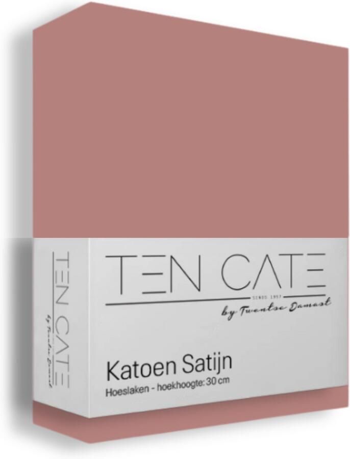 Ten Cate Hoeslaken 90x200 Katoensatijn Hoeslakens Geschikt voor boxspring en matras Hoekhoogte 35cm Elastiek Rondom Strijkvrij Ash Rose