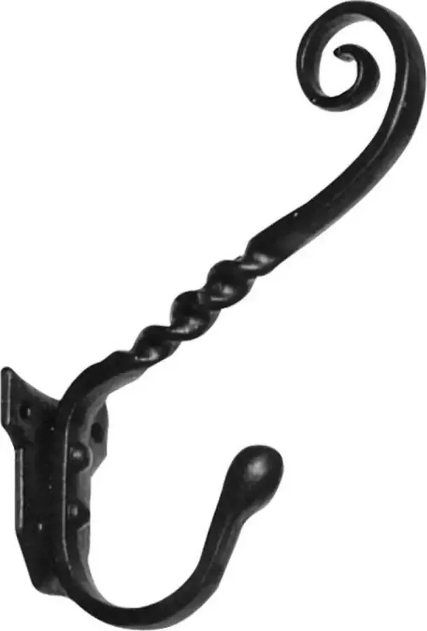 Ten Hulscher Kapstokhaak Smeedijzer zwart Gietijzer Kirkpatrick Jasen hoedzwart 135 mm