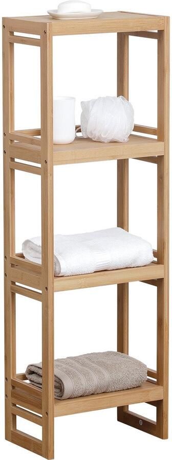 Tendance Badkamer kast met 4 planken bamboe hout 100 x 33 x 20 cm opbergkast wandkast