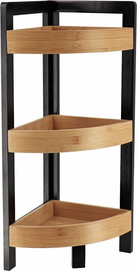 Tendance Hoekkast 3 planken hout zwart 61 x 23 cm opbergkast wandkast