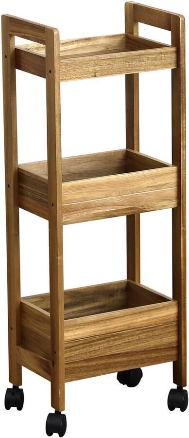 Tendance Opbergkast hout trolley 3 vakken 79 x 28 5 x 21 cm