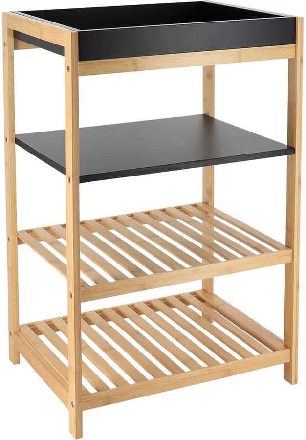 Tendance Opbergkast hout zwart 4 planken 70 x 43 x 33 cm badkamer