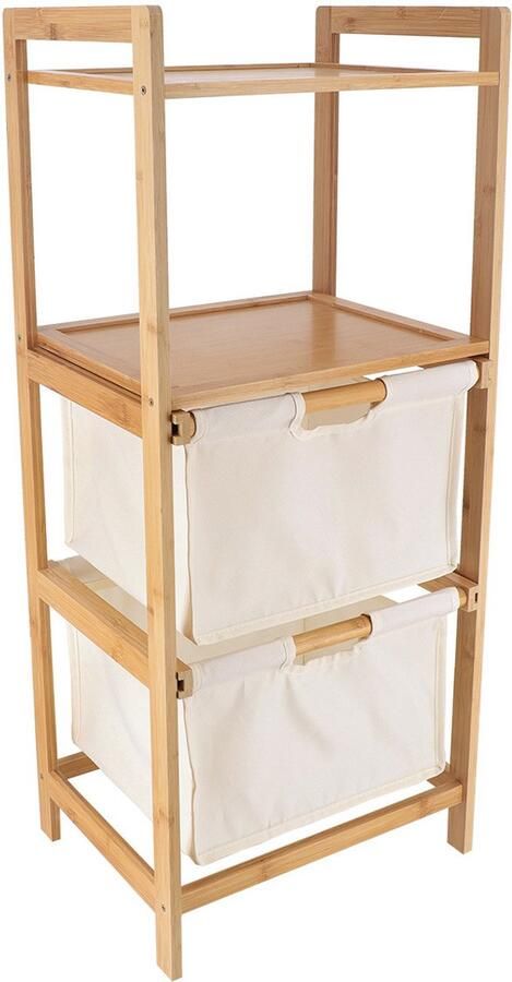 Tendance Opbergkast met 2 Manden 3 Vakken Bamboe Polyester 90 x 38 x 30 cm
