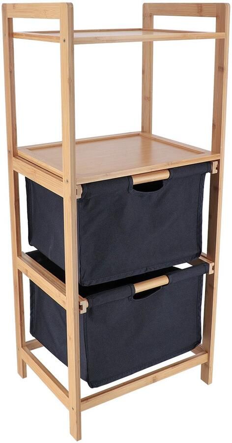 Tendance Opbergkast met 2 manden 3 vakken bamboe zwart 90 x 38 x 30 cm