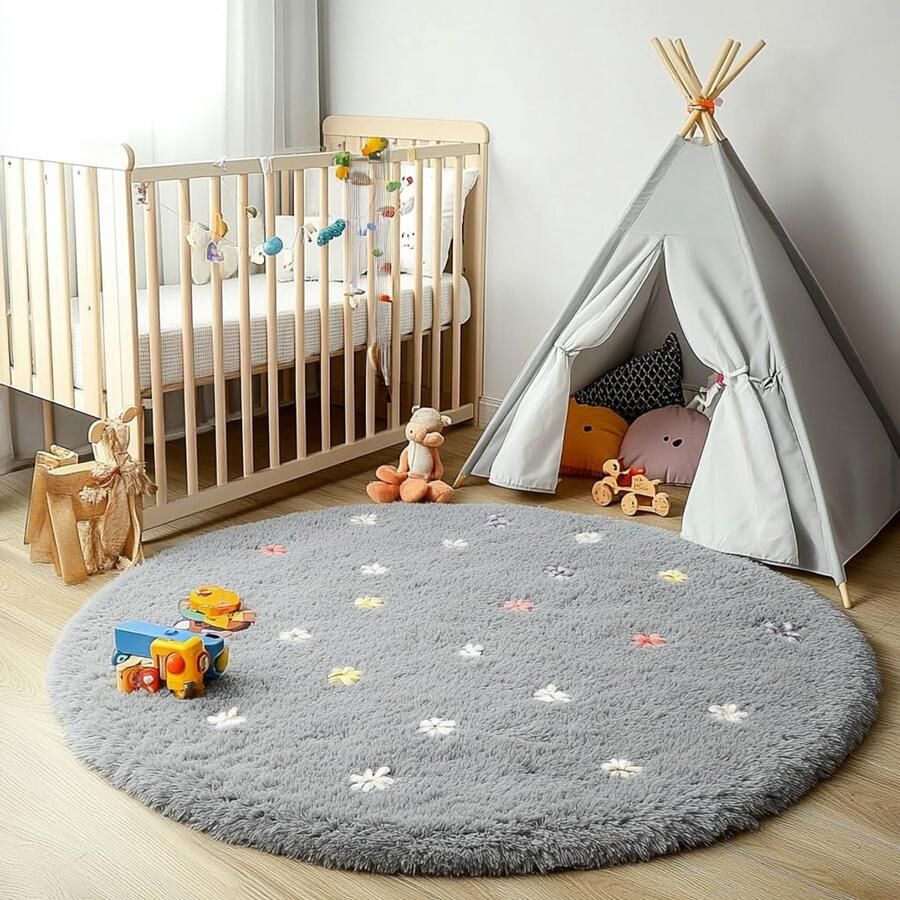 Tenekee Zacht en gezellig rond tapijt antislip 1 stuk verschillende kleuren polyester