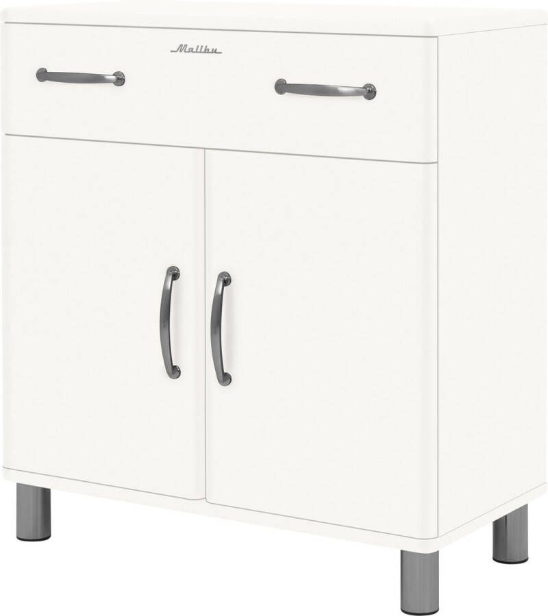 Tenzo Bijzetkastje Malibu 2 deuren 1 lade wit