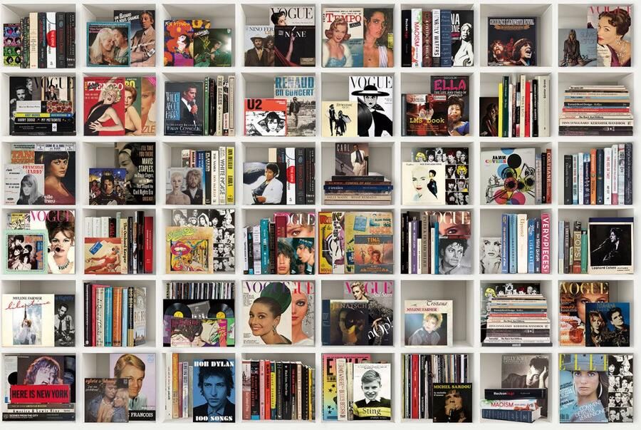 Ter Halle Glasschilderij met 3D reliëf 120x80cm Boekenkast