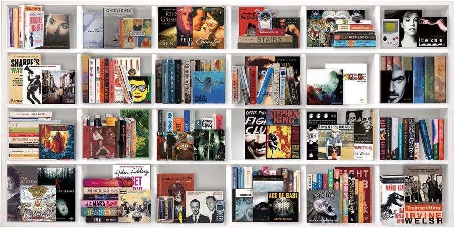 Ter Halle Glasschilderij met 3D reliëf 160x80cm Boekenkast