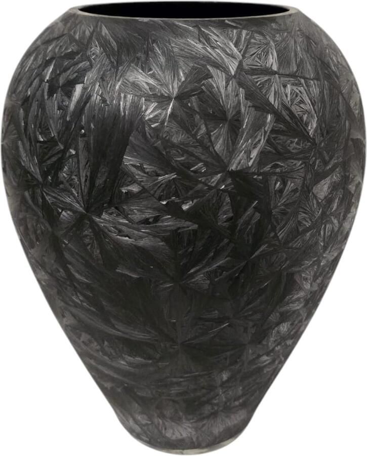 Terroso Handgemaakte Glazen Vaas – Zwart Marmerlook Design 33 cm Hoog – Moderne Decoratie voor Woonkamer of Tafel