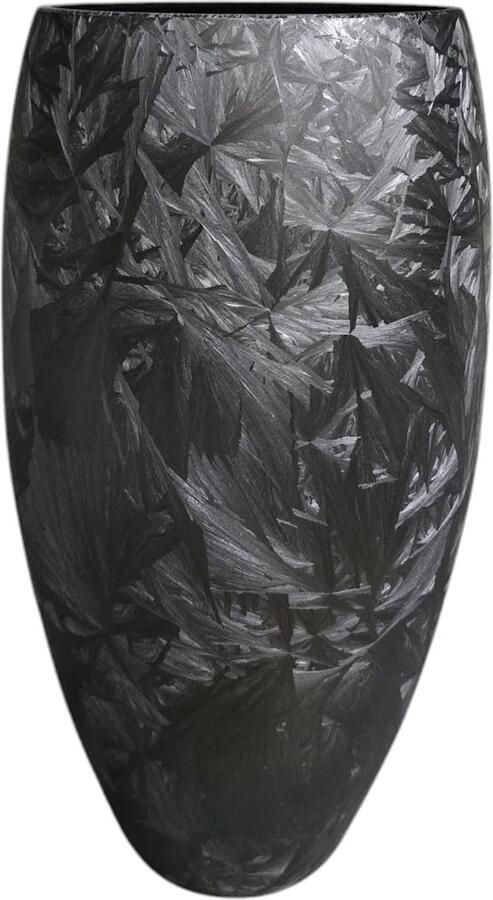 Terroso Handgemaakte Glazen Vaas – Zwart Marmerlook Design 38 cm Hoog – Moderne Decoratie voor Woonkamer of Tafel