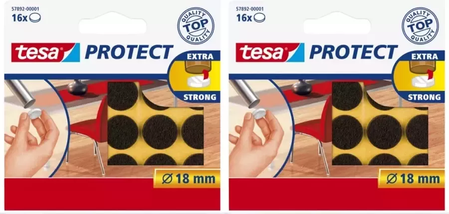 Tesa protect vilt bruin rond zelfklevend beschermend 18 mm 2 x 16 stuks