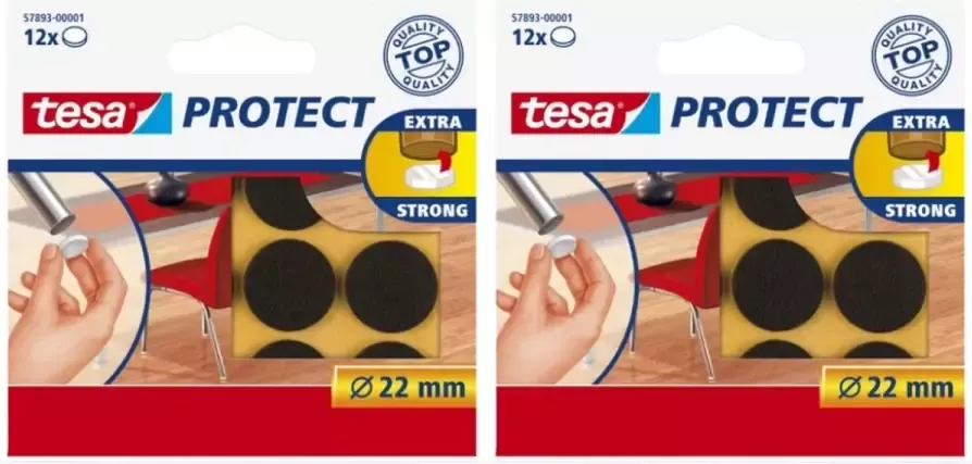 Tesa protect vilt bruin rond zelfklevend beschermend 22 mm 2 x 12 stuks