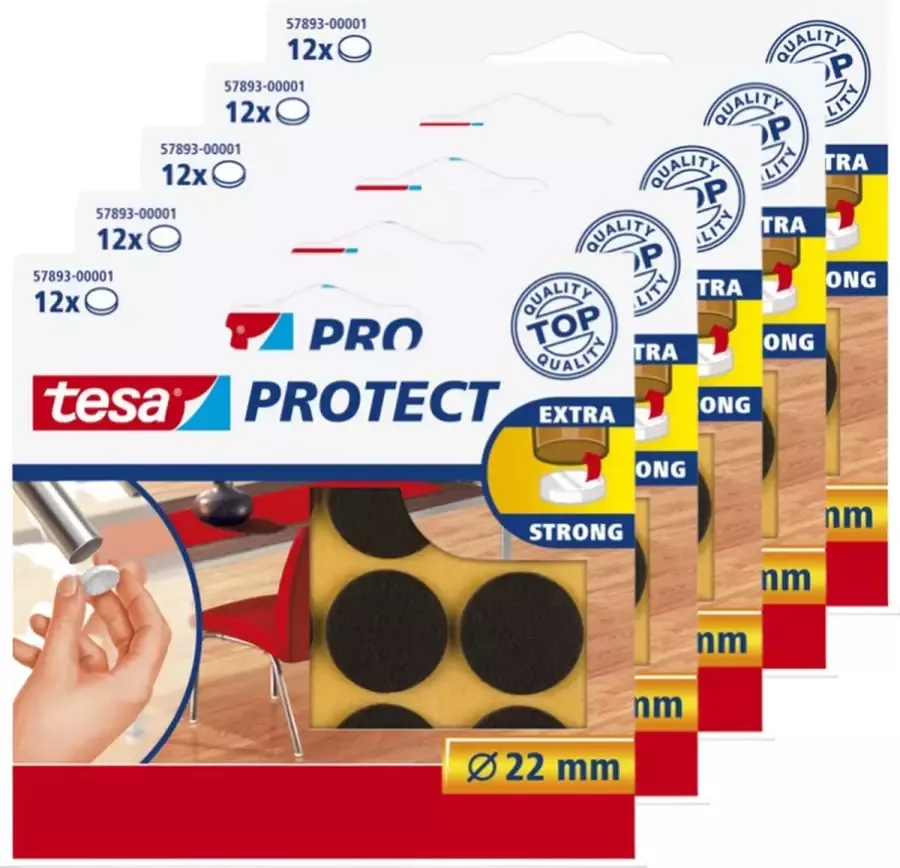 Tesa protect vilt bruin rond zelfklevend beschermend 22 mm 5 x 12 stuks