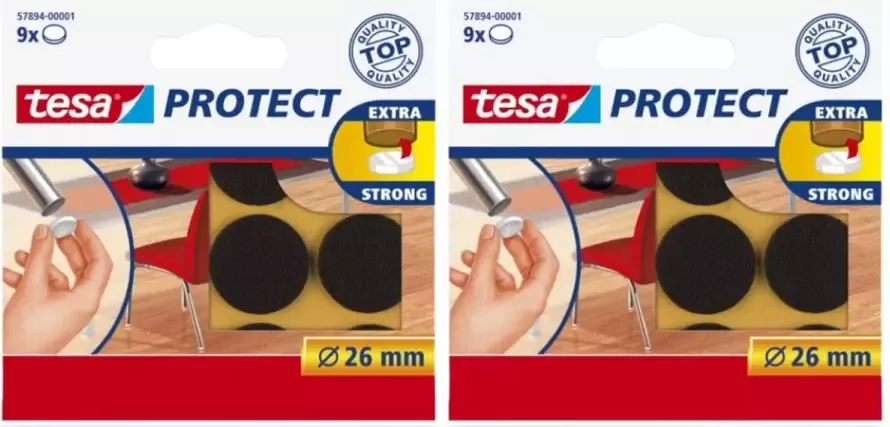 Tesa protect vilt bruin rond zelfklevend beschermend 26 mm 2 x 9 stuks