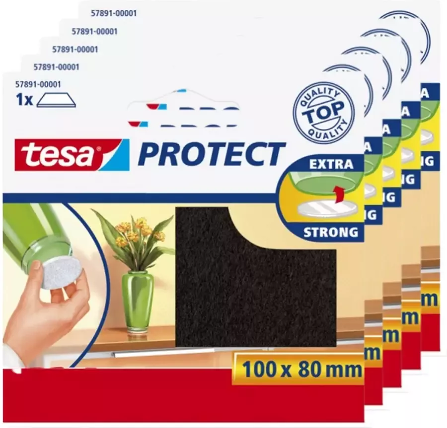 Tesa protect vilt bruin zelfklevend beschermend 100 x 80 mm 5 stuks