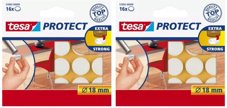 Tesa protect vilt wit rond zelfklevend beschermend 18 mm 2 x 16 stuks