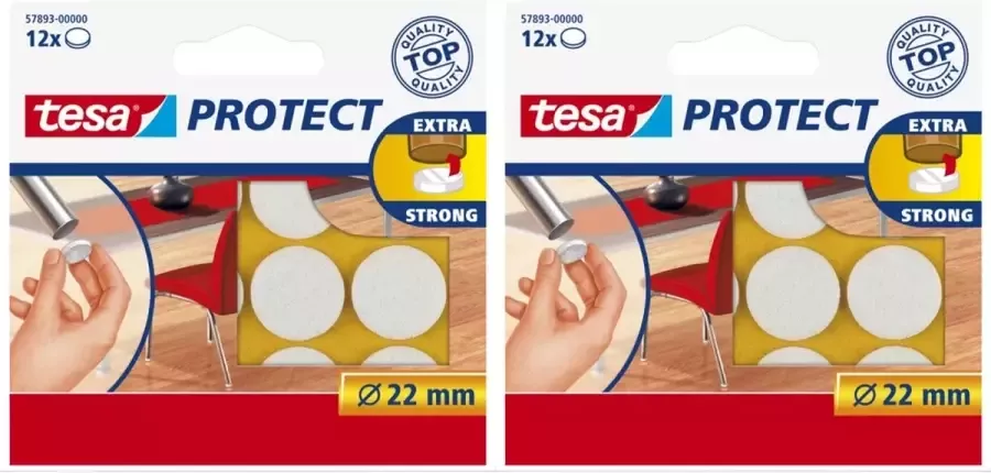 Tesa protect vilt wit rond zelfklevend beschermend 22 mm 2 x 12 stuks