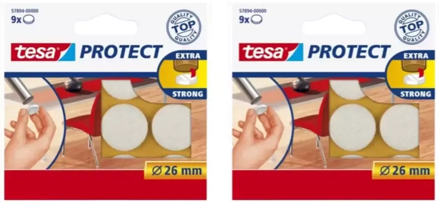 Tesa protect vilt wit rond zelfklevend beschermend 26 mm 2 x 9 stuks