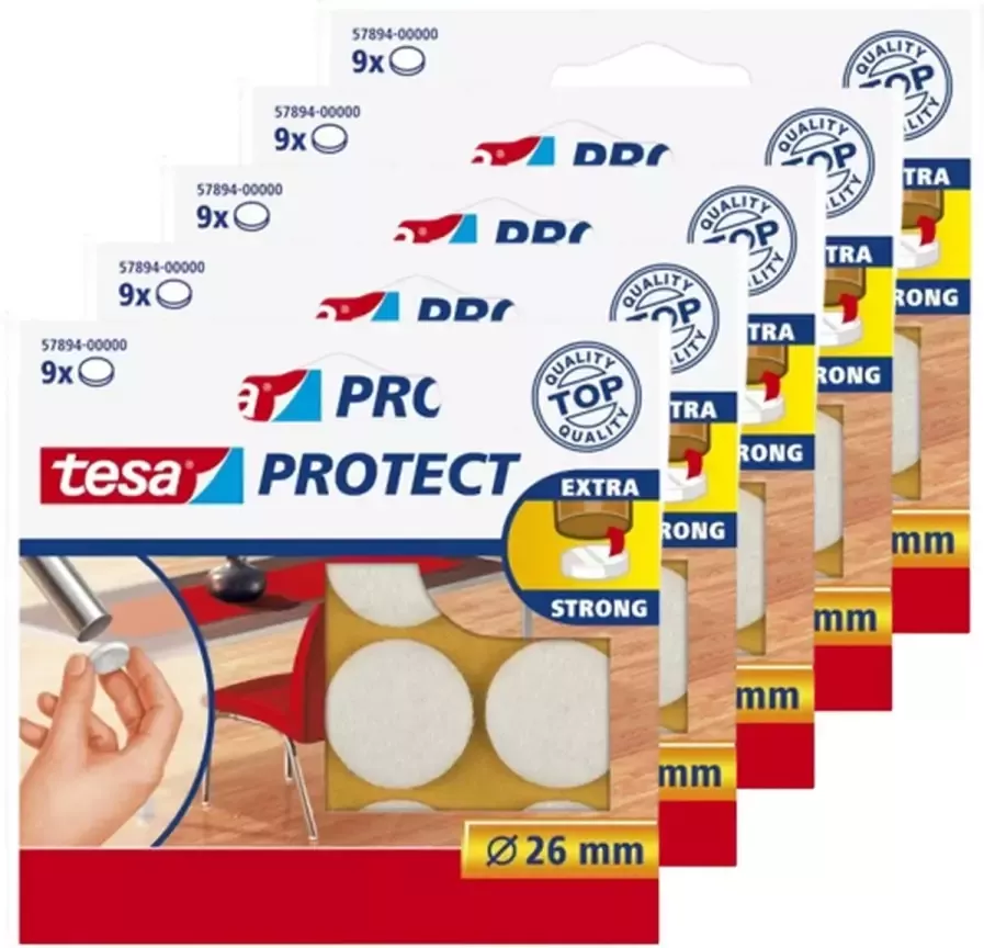 Tesa protect vilt wit rond zelfklevend beschermend 26 mm 5 x 9 stuks